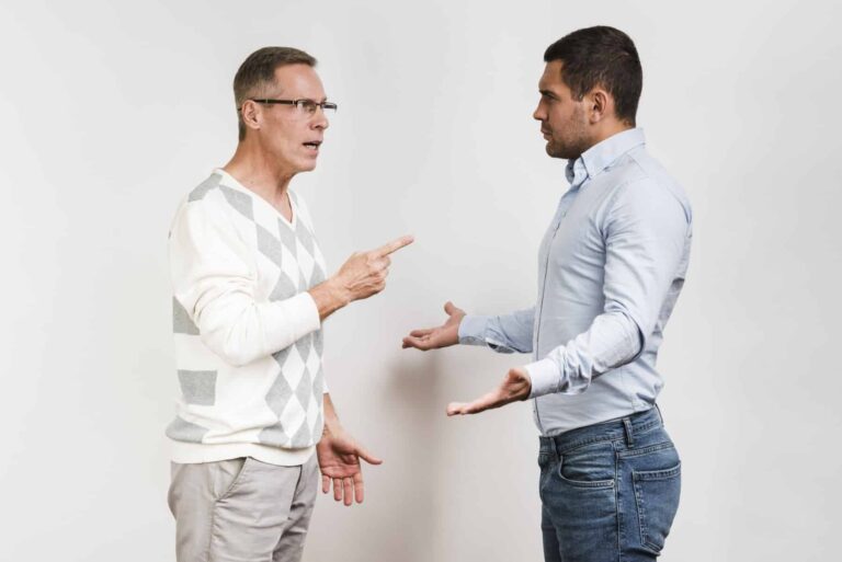 medium shot father son arguing